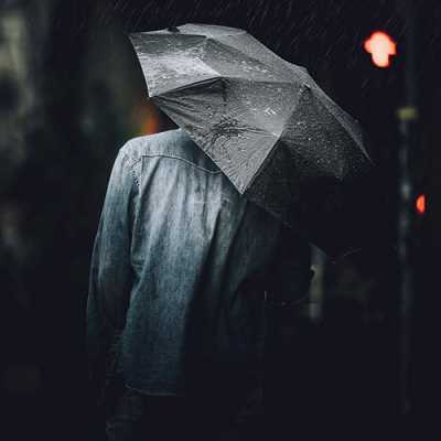 alone boy in the rain