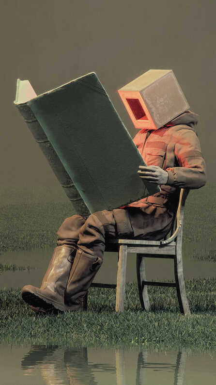 man cube backpack art
