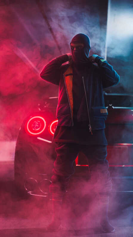 mask man red smoke mobile wallpaper