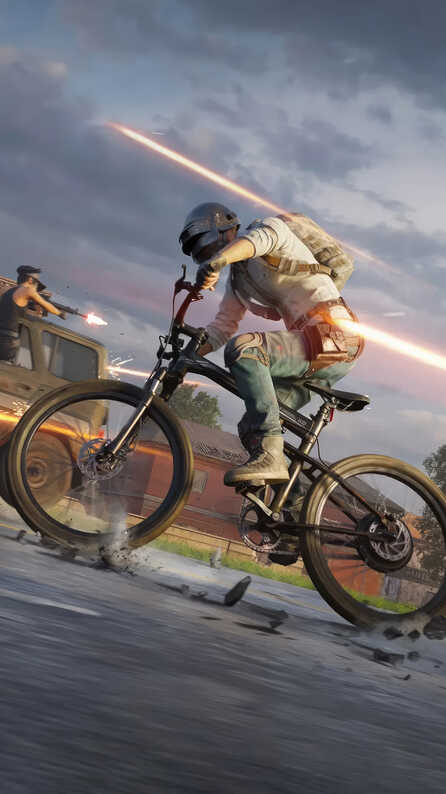 HD 4K pubg helmet guy on bicycle Wallpapers for Mobile