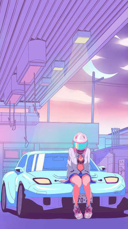 rider girl synthwave mobile wallpaper