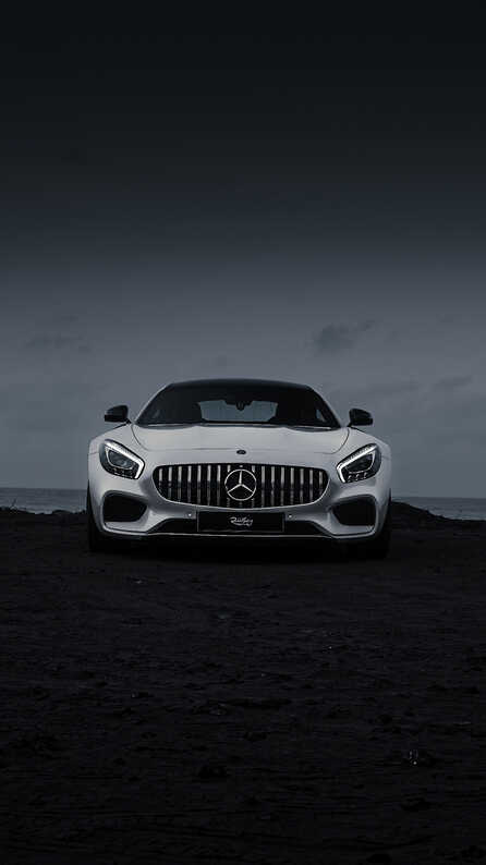 white mercedes amg car